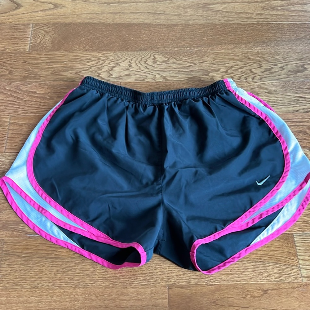 Nike Dri Fit Large pink and black athletic shorts with built in underwear